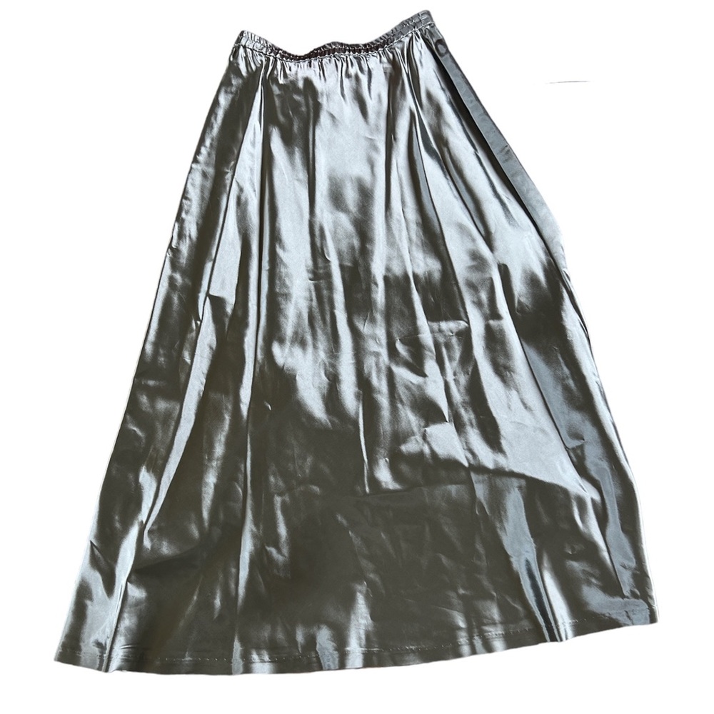 After Dark Silver or metallic gunmetal gray Maxi skirt New w Tags Size 12